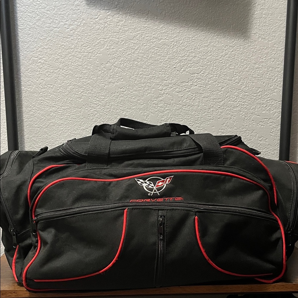 Corvette Black Duffel Bag with several compartments